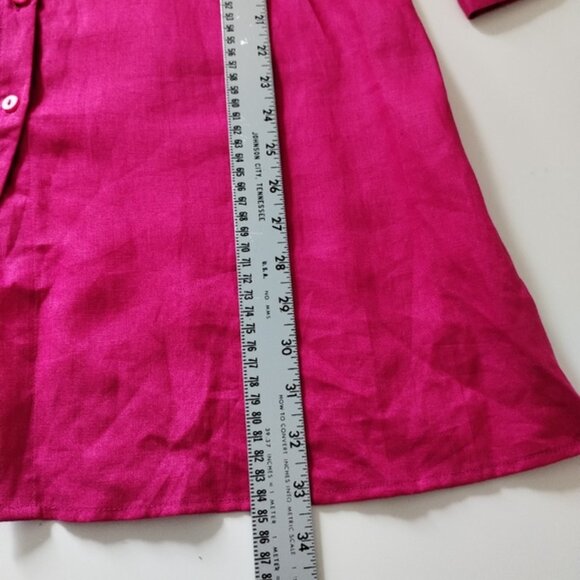 It's a New Vision 100% Linen Button Down Blouse Size 2XL Pink Relaxed Side Slits - Picture 5 of 8